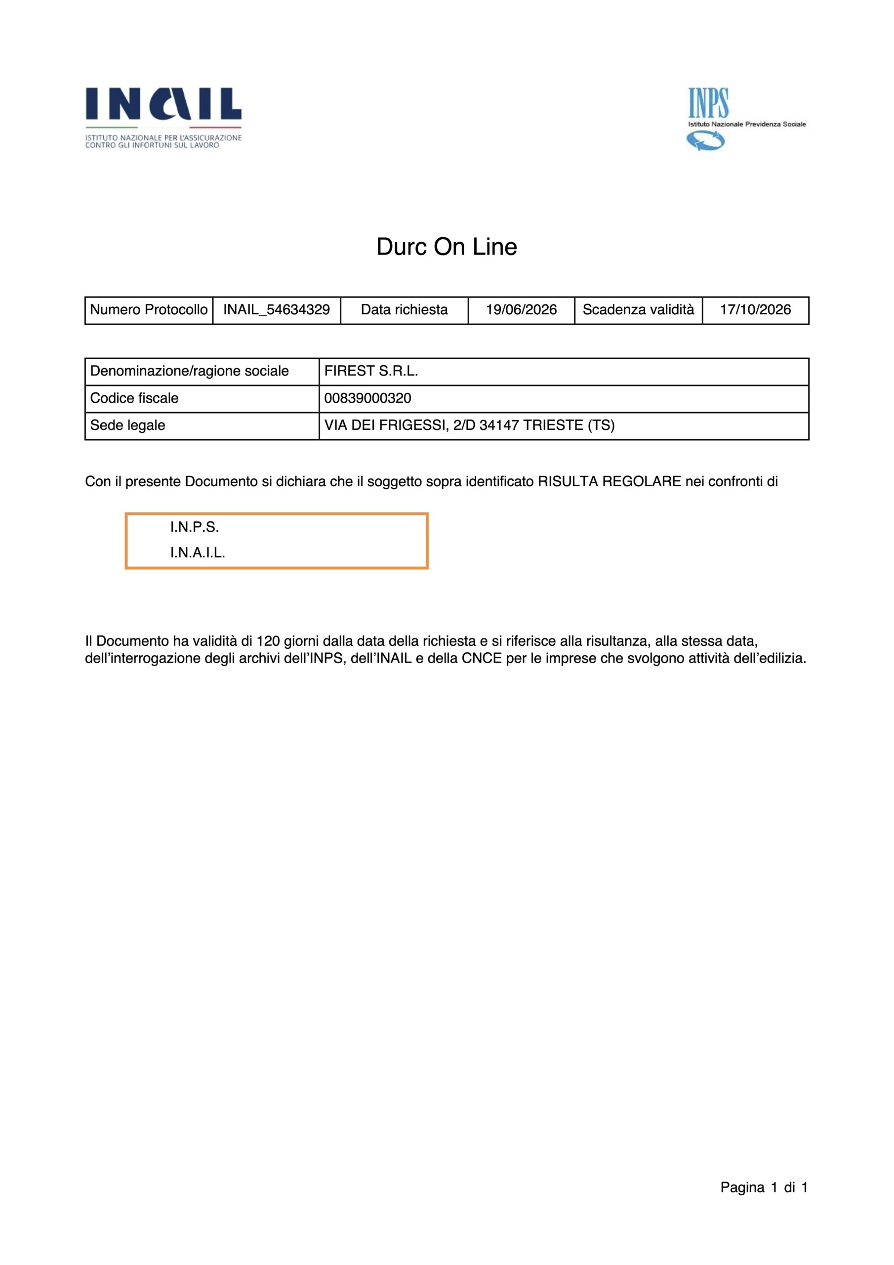 Documento Unico di Regolarità Contributiva